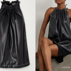 Black Halter Leather Dress